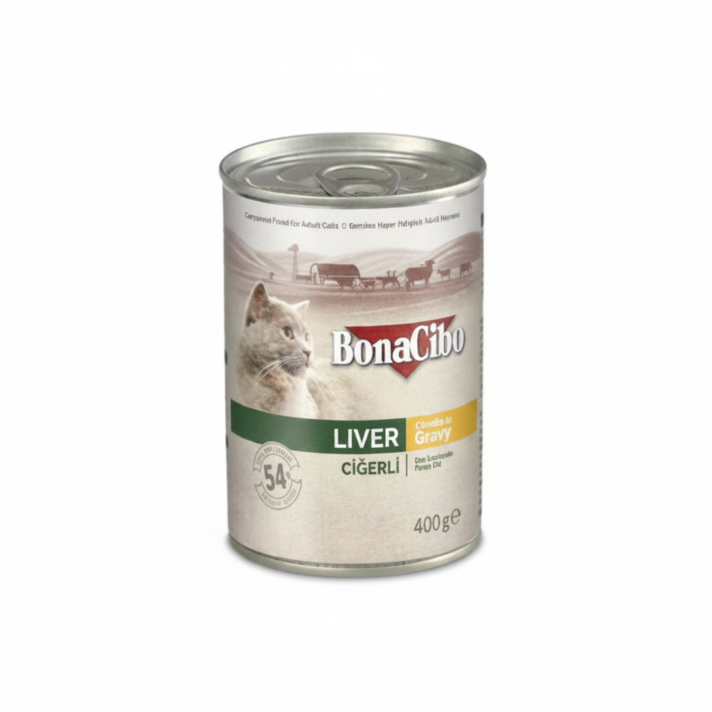 Bonacibo Wet Food for Cats in Can Liver Chunks in Gravy -400g