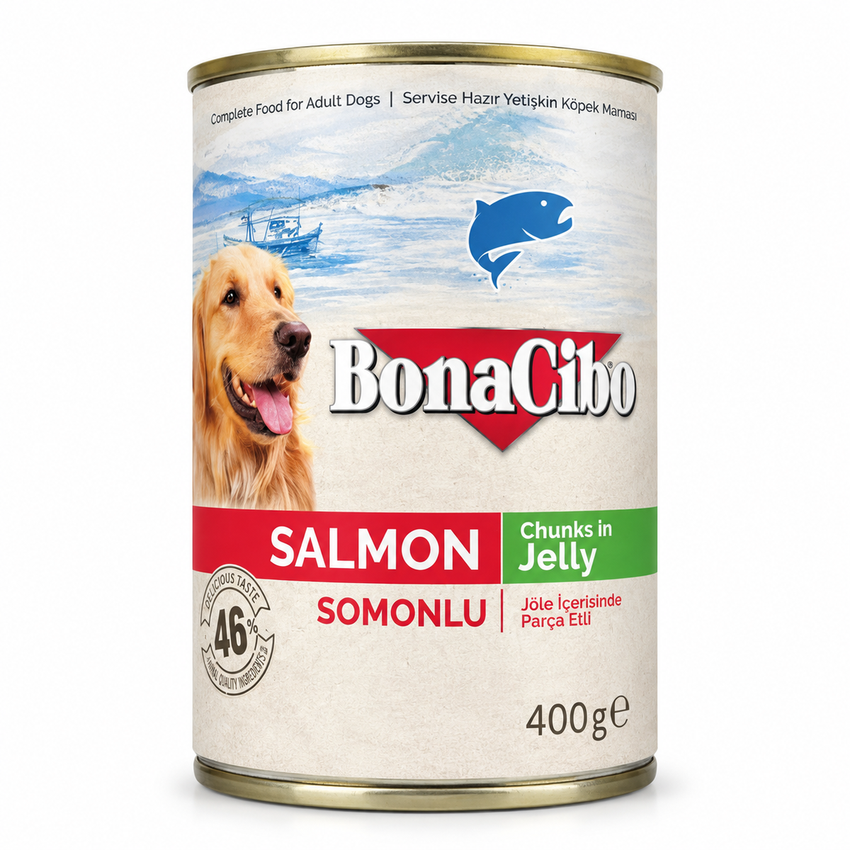 BonaCibo Salmon Chunks in Jelly Adult Dog Wet Food – 400g