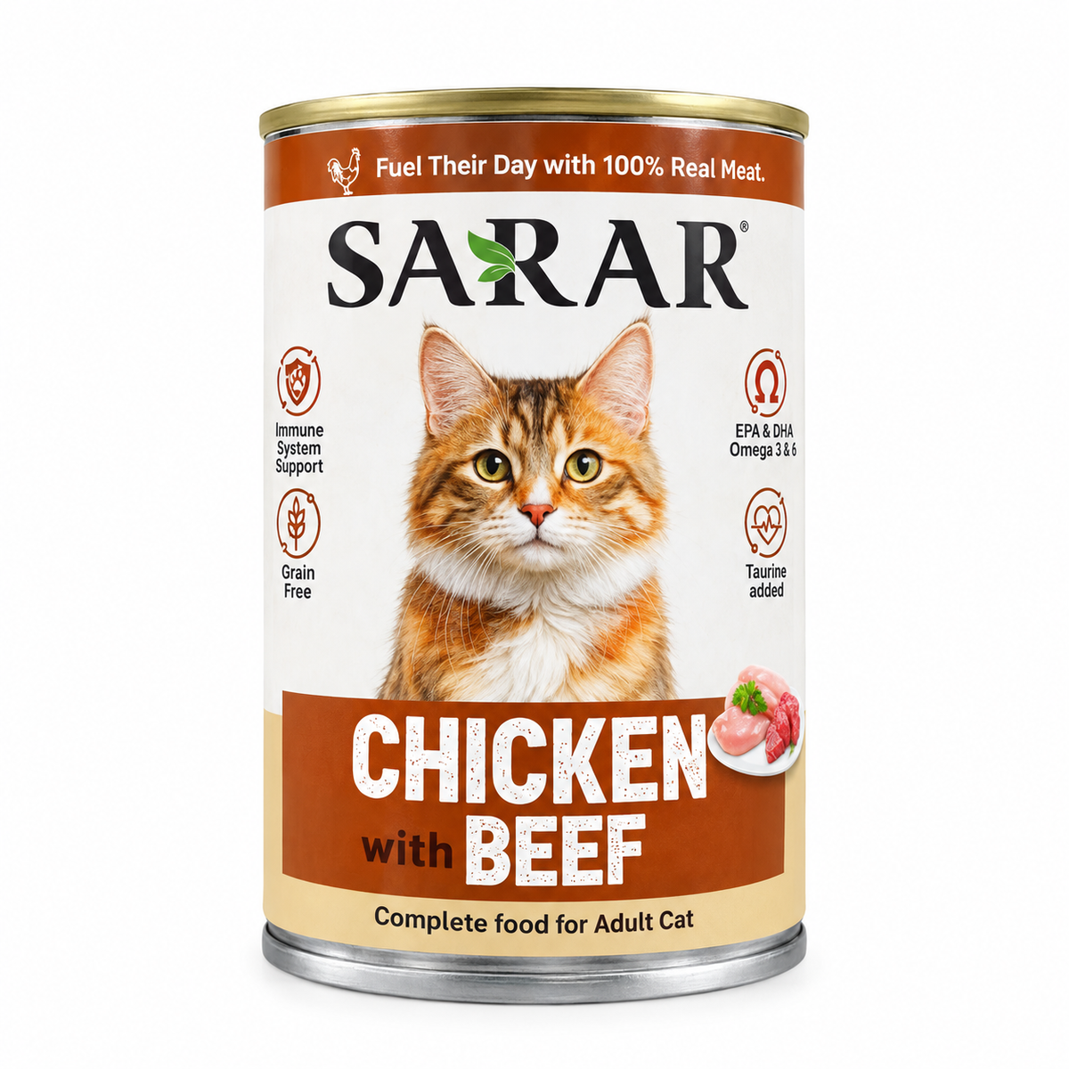SARAR Chicken & Beef Tin for Adult Cats -400g