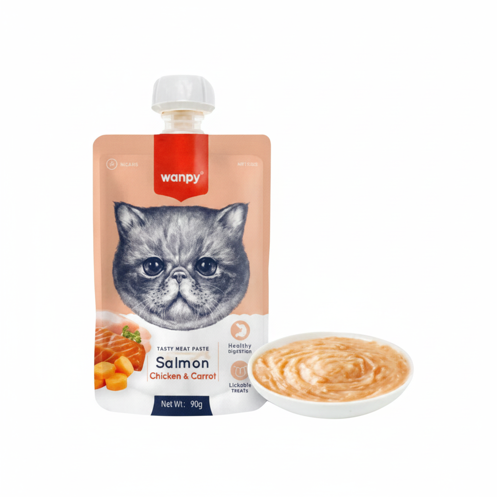 Wanpy Meat Paste Salmon Chicken & Carrot Cat Food 90g