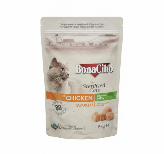 Bonacibo Adult Cat Sterilised Chicken - Chunks in Jelly -85g
