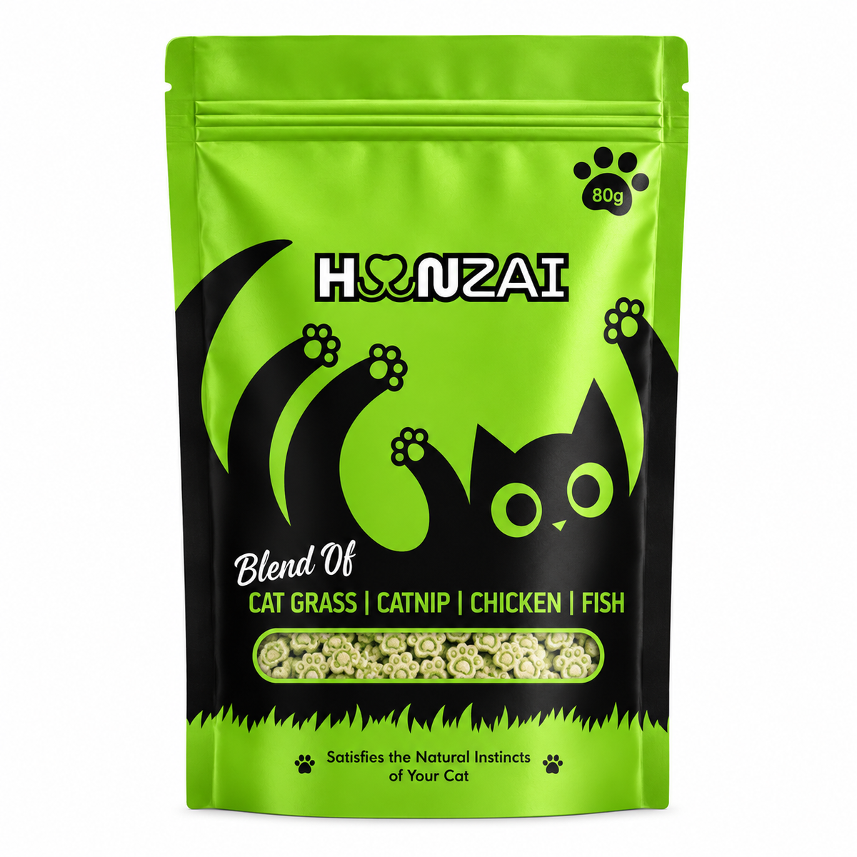 Hunzai Cat Treats Blend Of Cat Grass, Catnip, Chicken & Fish – 80g