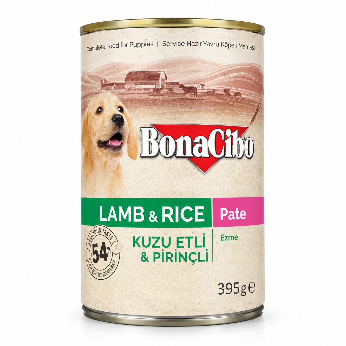 BonaCibo Lamb & Rice Pate Puppy Wet Dog Food – 395g