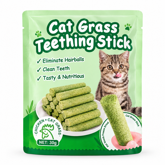 Cat Grass Teething Sticks – Freeze-Dried Cat Grass Treats with Chicken 30g