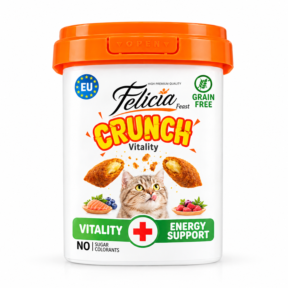 Felicia Feast Crunch Grain-Free Cat Treats – Beauty, Vitality & Anti-Hairball