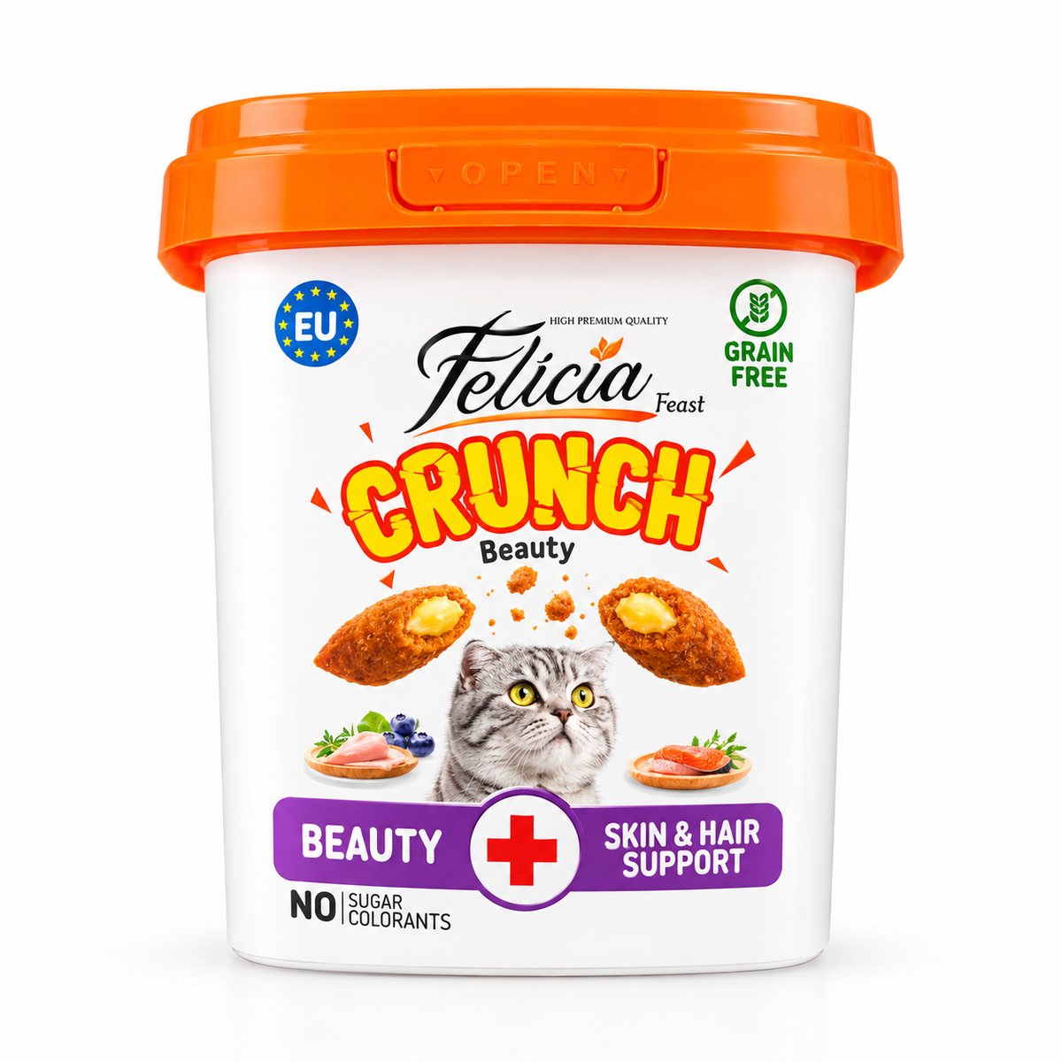 Felicia Feast Crunch Grain-Free Cat Treats – Beauty, Vitality & Anti-Hairball