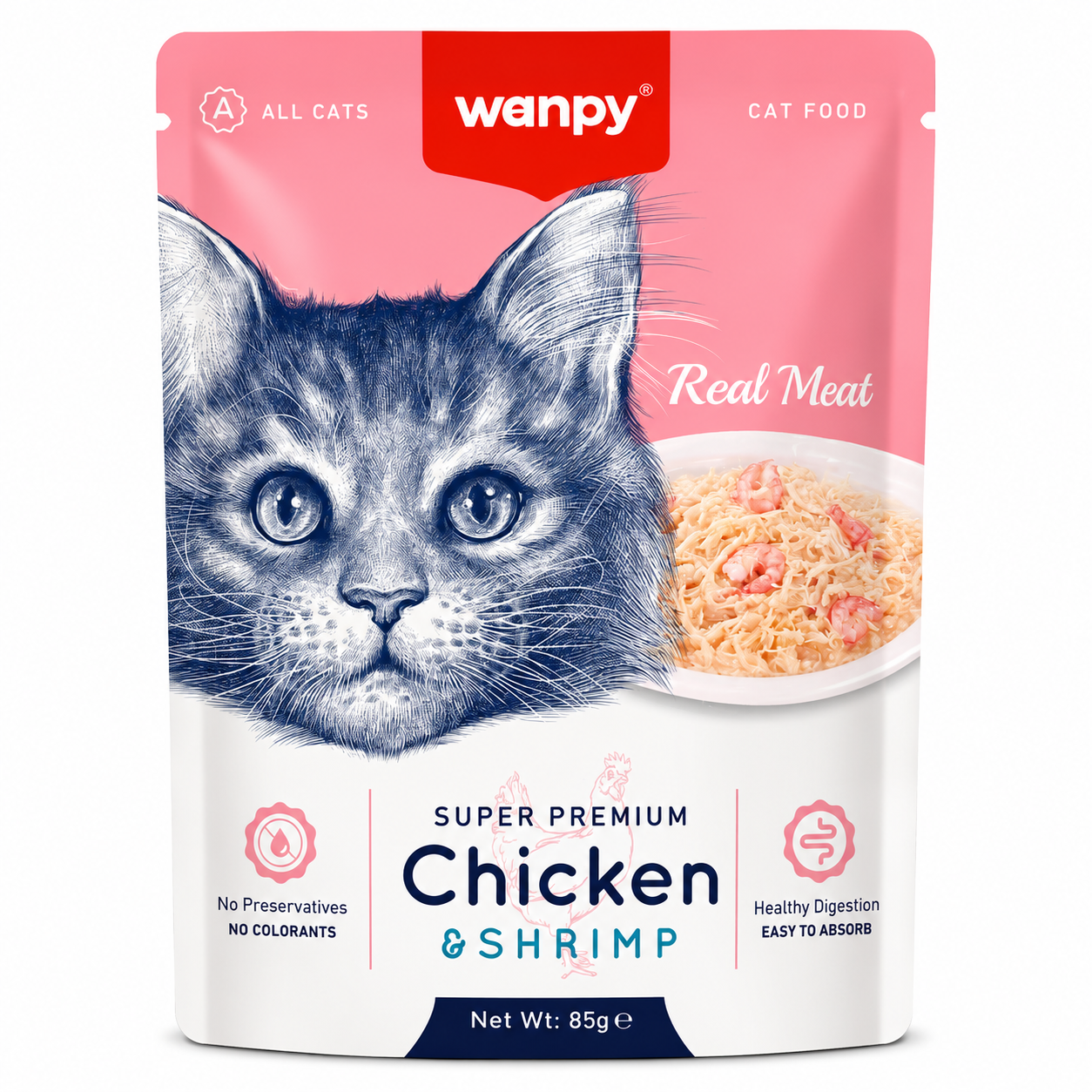Wanpy Adult Cat Real Meat Chicken & Shrimp -85 g