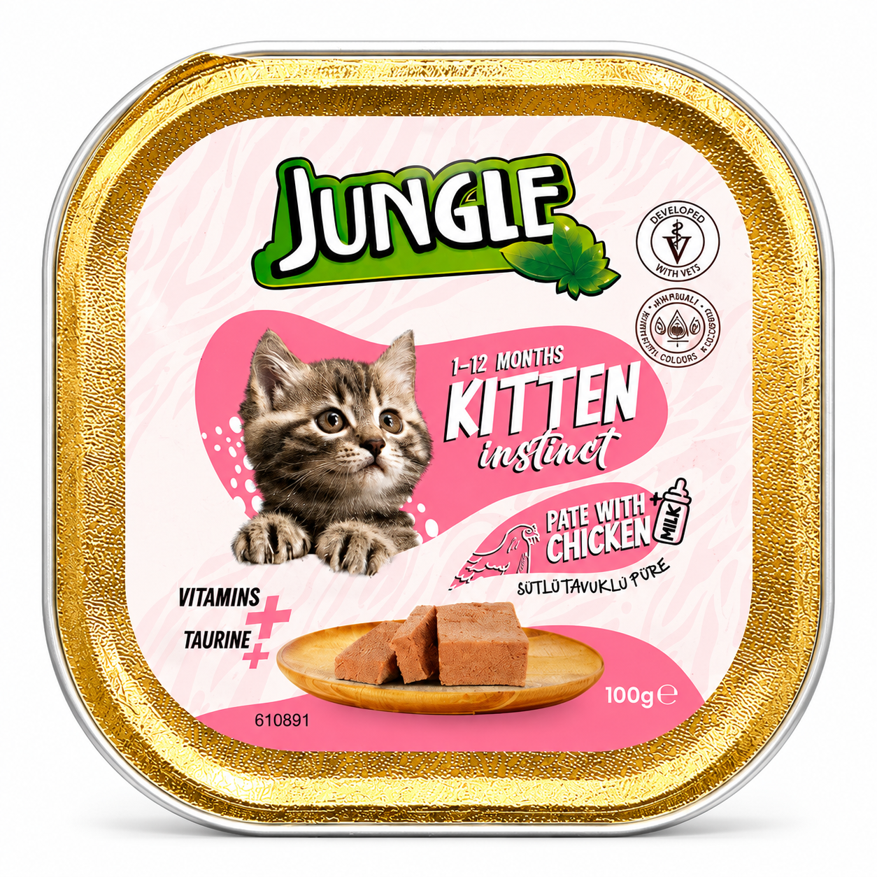 Jungle Kitten Instinct Pate with Chicken & Milk Wet Cat Food – 100g