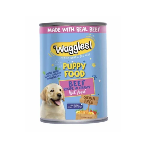 Waggles Puppy Canned Food-Beef In Gravy -400g