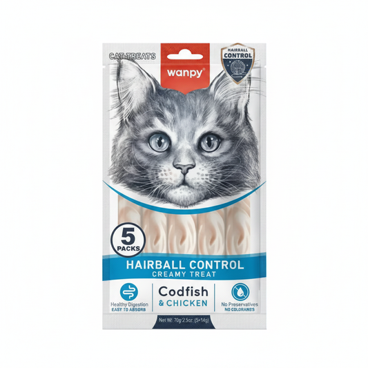 Wanpy Hairball Control Creamy Treats With Chicken & Codfish Flavor – 70g