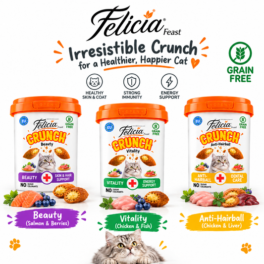 Felicia Feast Crunch Grain-Free Cat Treats – Beauty, Vitality & Anti-Hairball