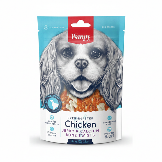 Wanpy Chicken Jerky And Calcium Bone Twists – 100 Gram