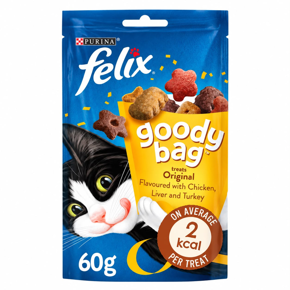 Felix Goody Bag Cat Dry Treats  Chicken, Liver & Turkey